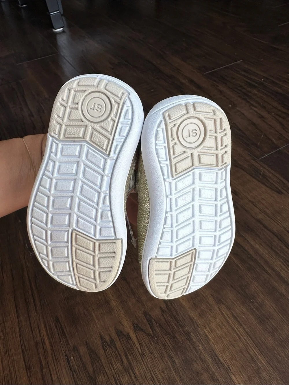 Stride Rite Girls Gold Glitter Mary Jane Hook-and-Loop Shoes